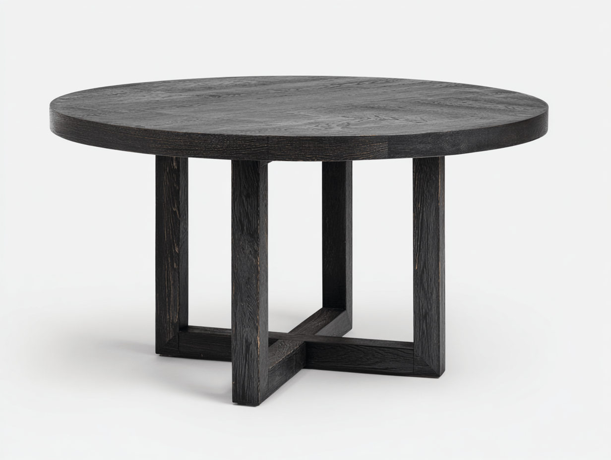 Table ronde en bois - finition noir/gris foncé - piètement croisé moderne - adaptée salle à manger et espace de réception-Homelyosa
