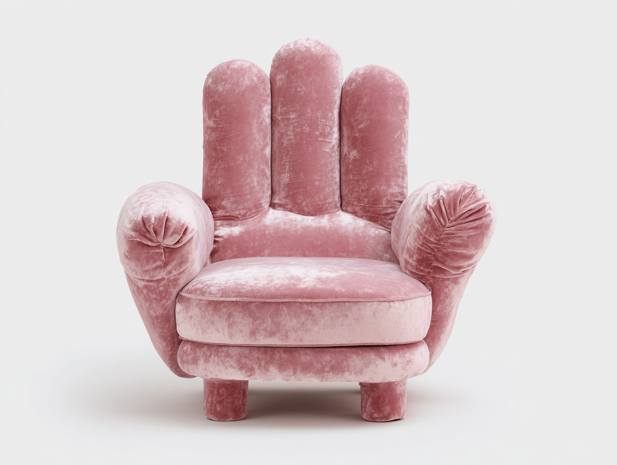 Fauteuil en velours rose 92x88 cm - design main ouverte - assise rembourrée généreuse-Homelyosa