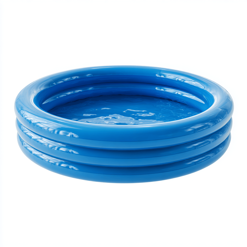Piscine gonflable ronde en PVC bleu - usage extérieur - structure à trois anneaux-Homelyosa