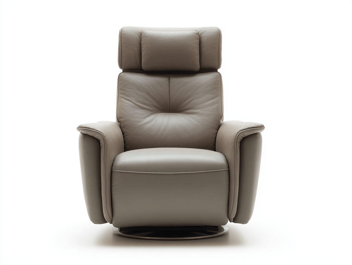 Fauteuil inclinable en cuir gris - appui-tête ergonomique - base pivotante-Homelyosa