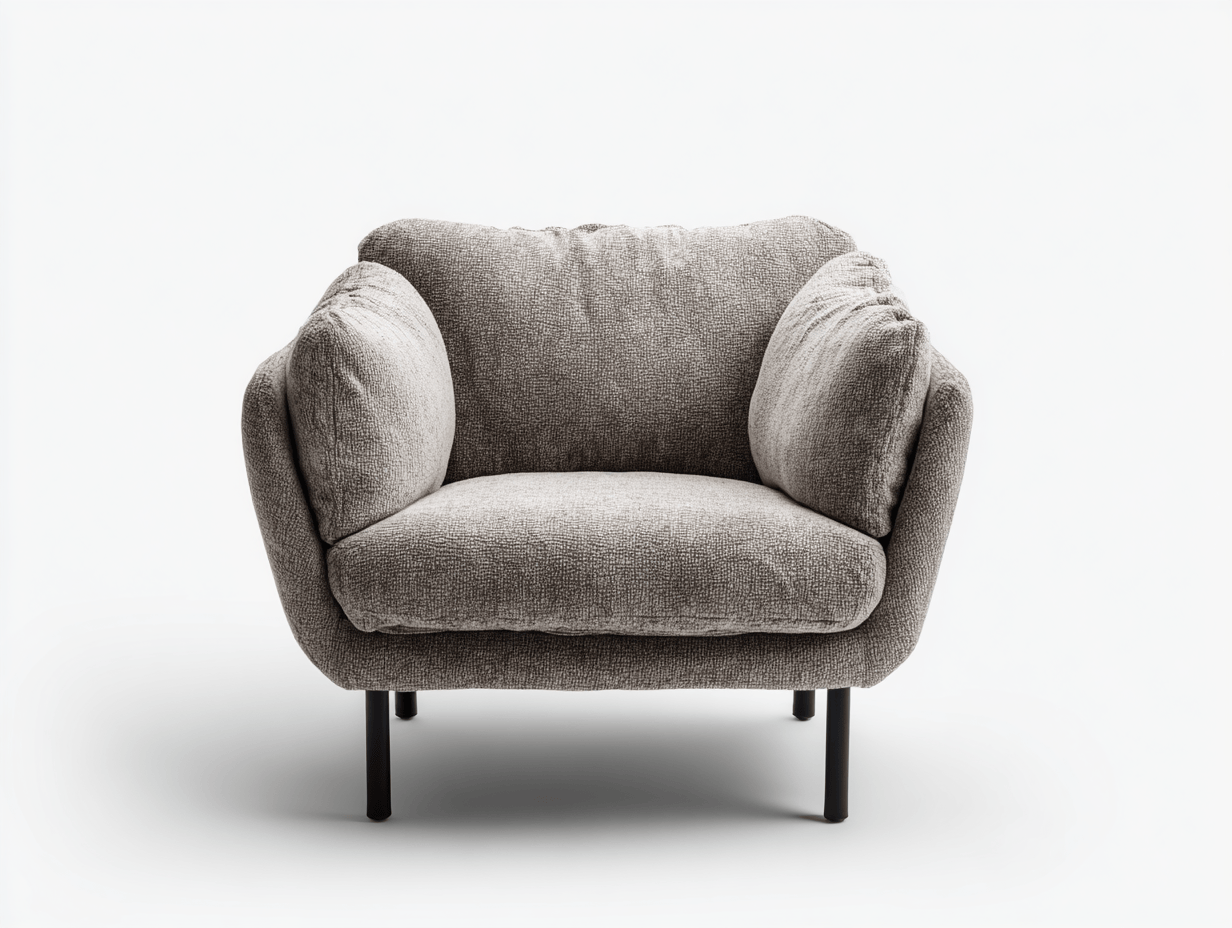 Fauteuil en tissu bouclé gris - structure métallique noire - style moderne-Homelyosa