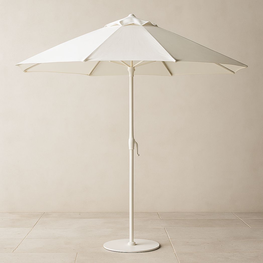 Parasol de jardin rond en aluminium blanc avec manivelle, diamètre 300 cm, hauteur 250 cm-Vasolia