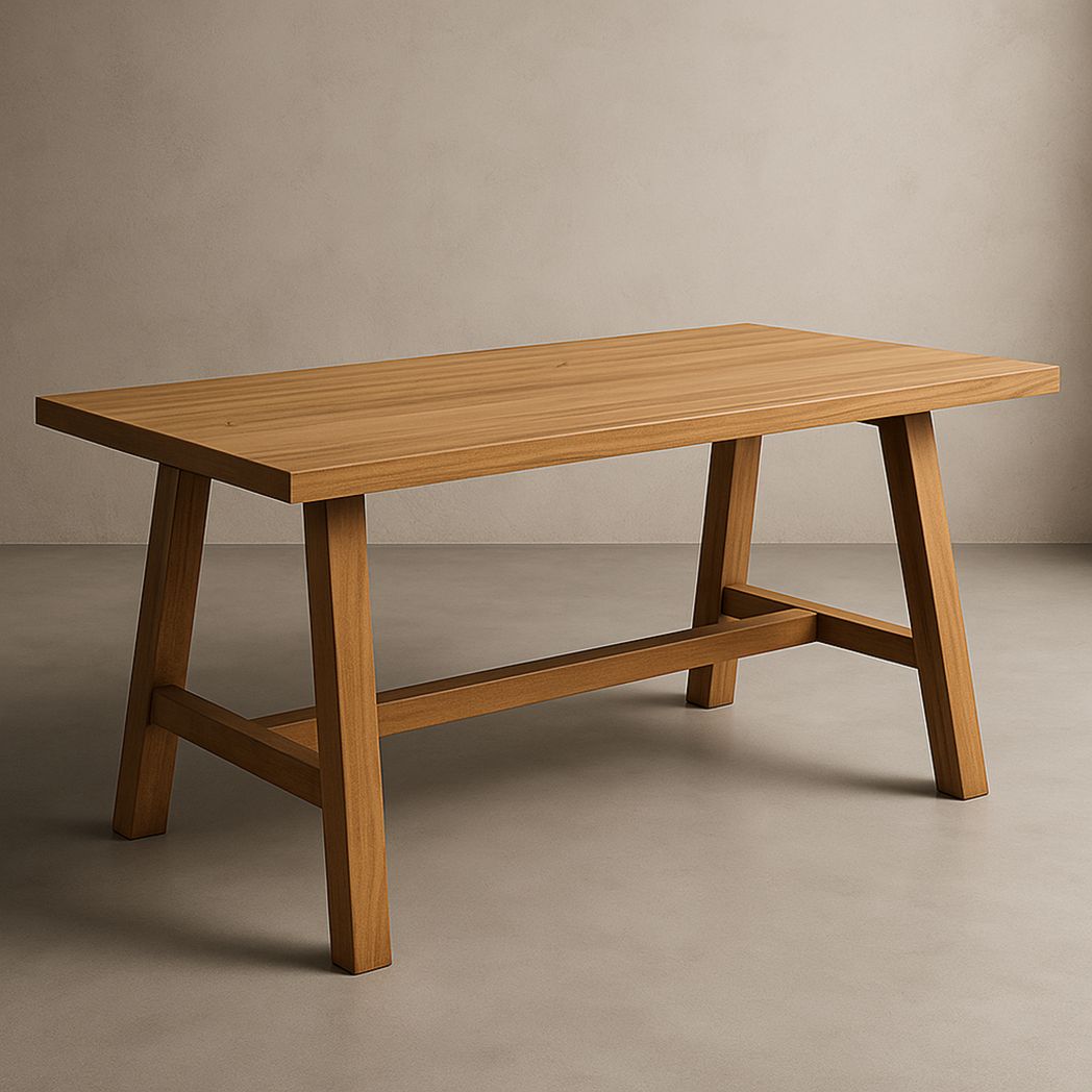 Table à manger rectangulaire en bois massif 140cm x 80cm x 75cm brun-Vasolia
