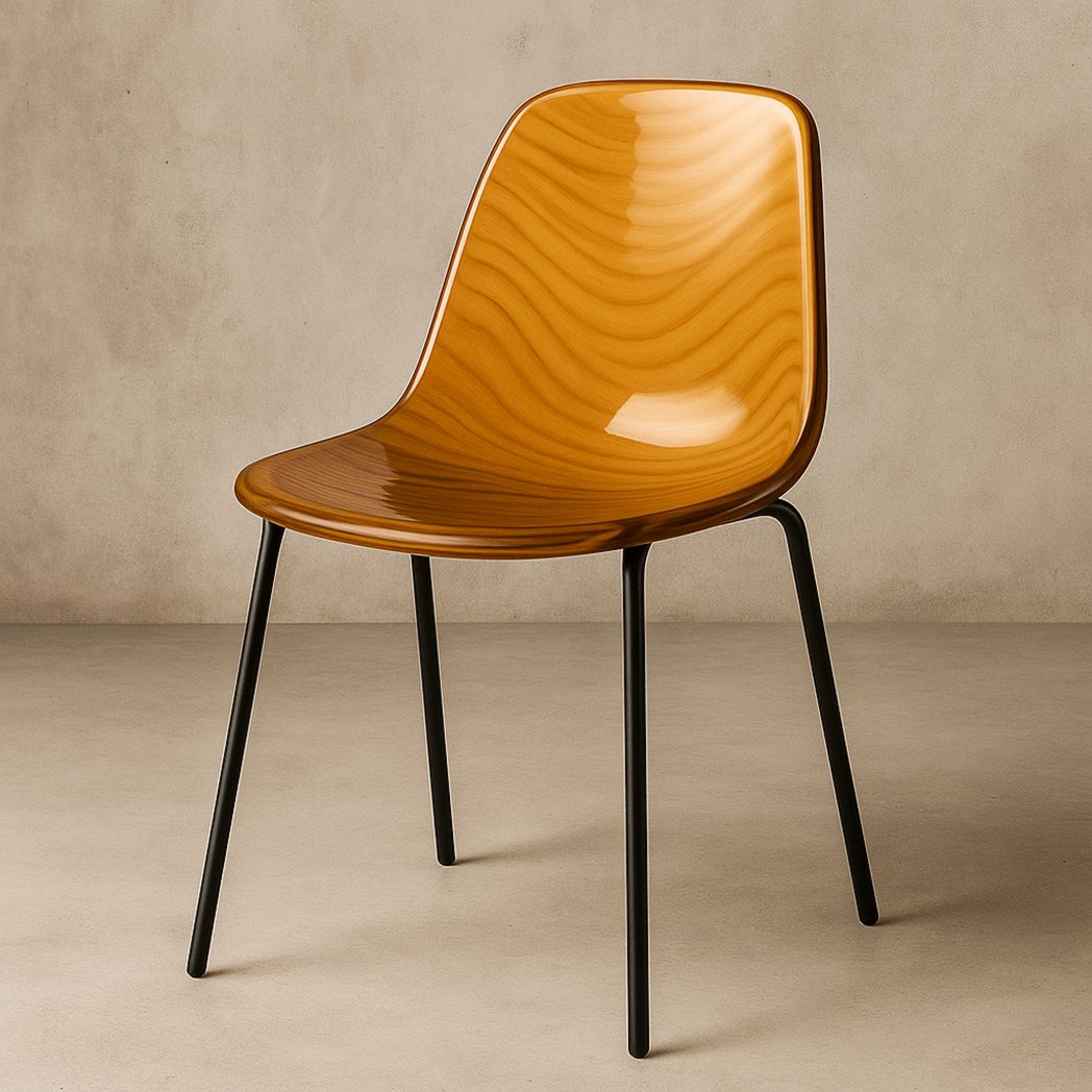 Chaise de salle à manger courbée en plastique ABS bois/Acier noir 45x40x85 cm-Vasolia