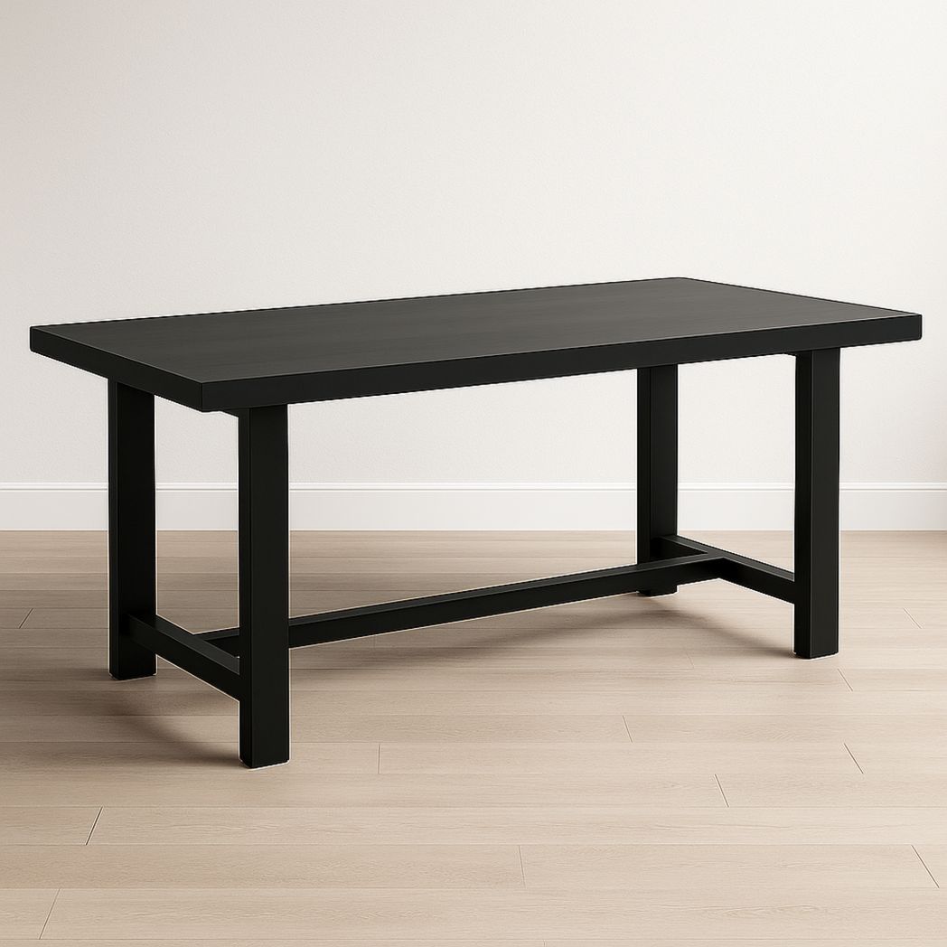 Table rectangulaire bois massif noir 180x90x75 cm-Vasolia