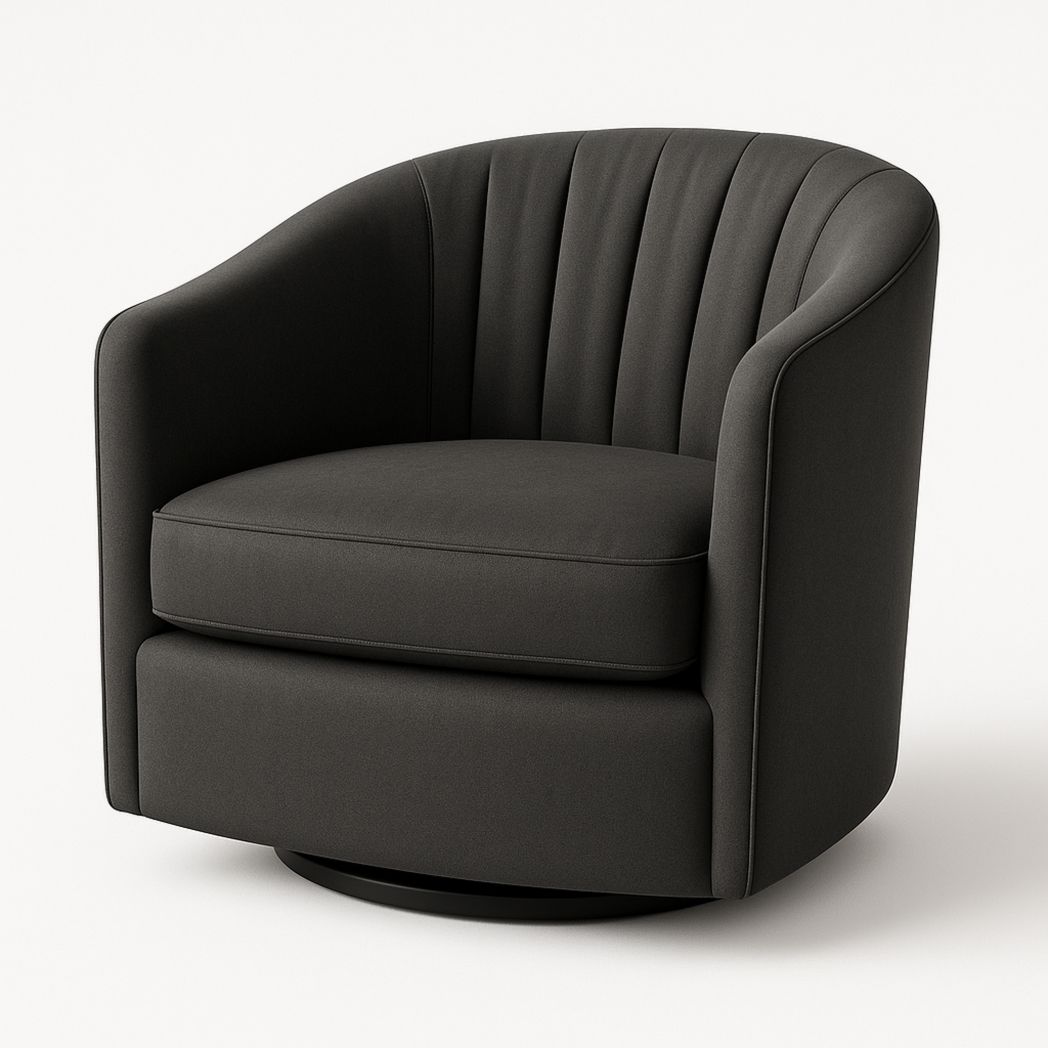 Fauteuil pivotant en polyester anthracite 80x75x80 cm-Vasolia