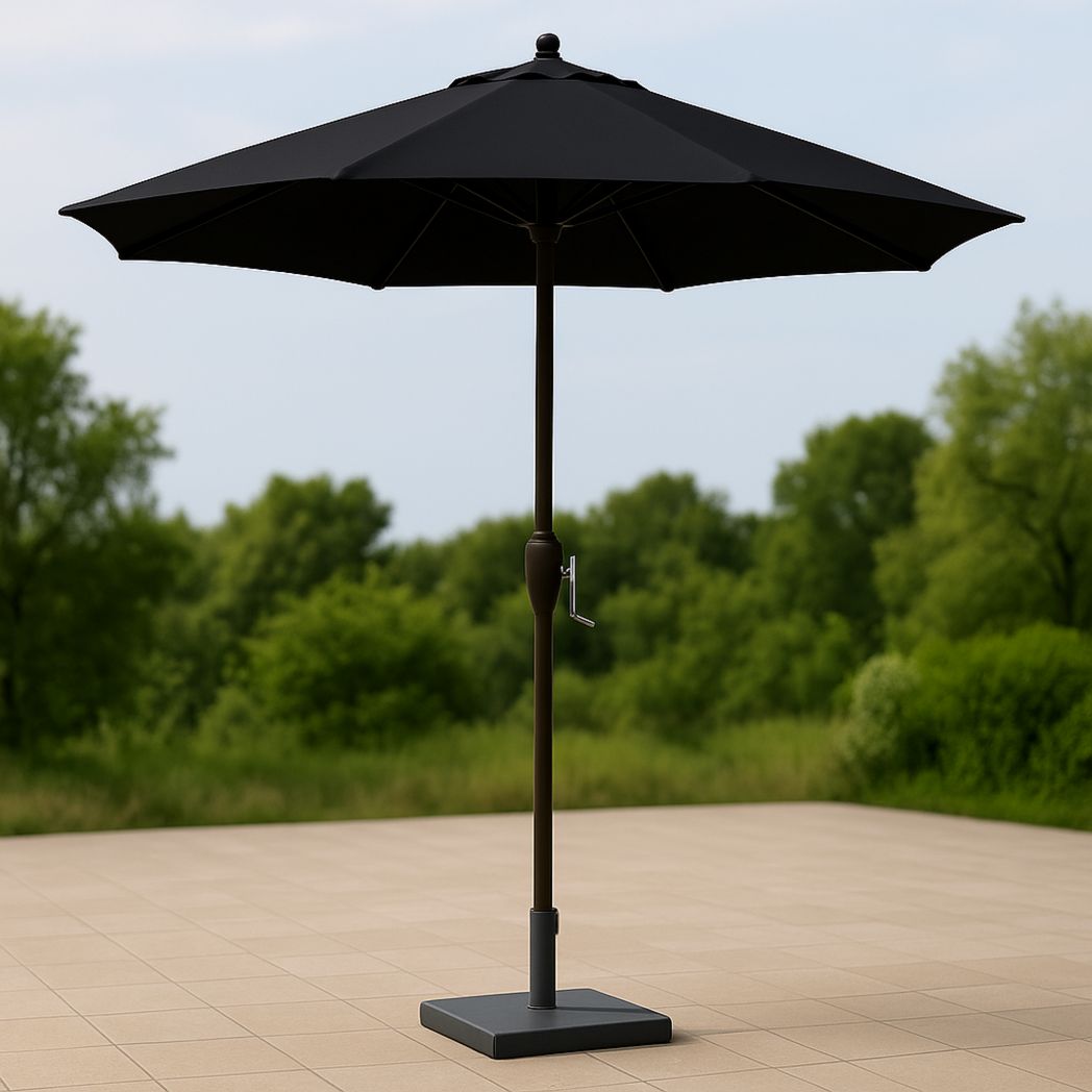 Parasol de Jardin Rond Noir Polyester diamètre 300 cm avec Mât Aluminium-Vasolia