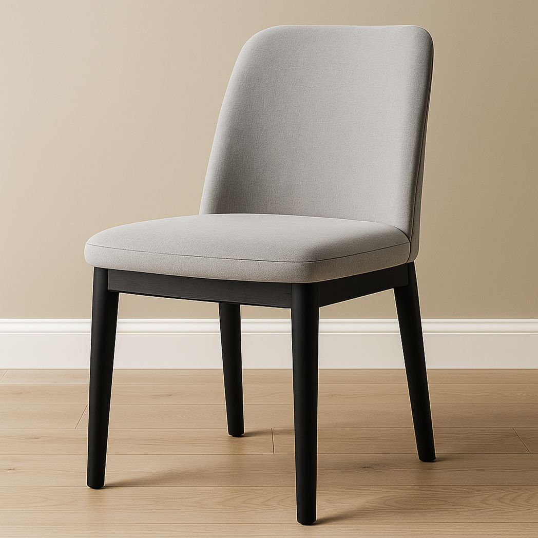 Chaise en tissu gris clair avec cadre en bois noir-Vasolia