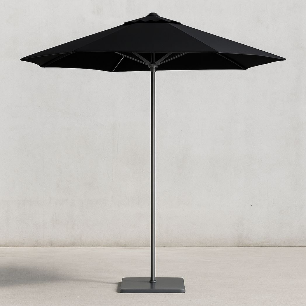 Parasol de Jardin Rond Noir en Polyester et Aluminium, Diamètre 300 cm-Vasolia