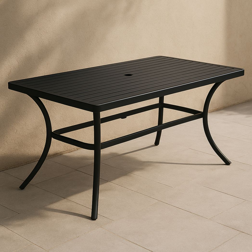 Table de jardin rectangulaire en aluminium noir 152 x 96 x 76 cm-Vasolia