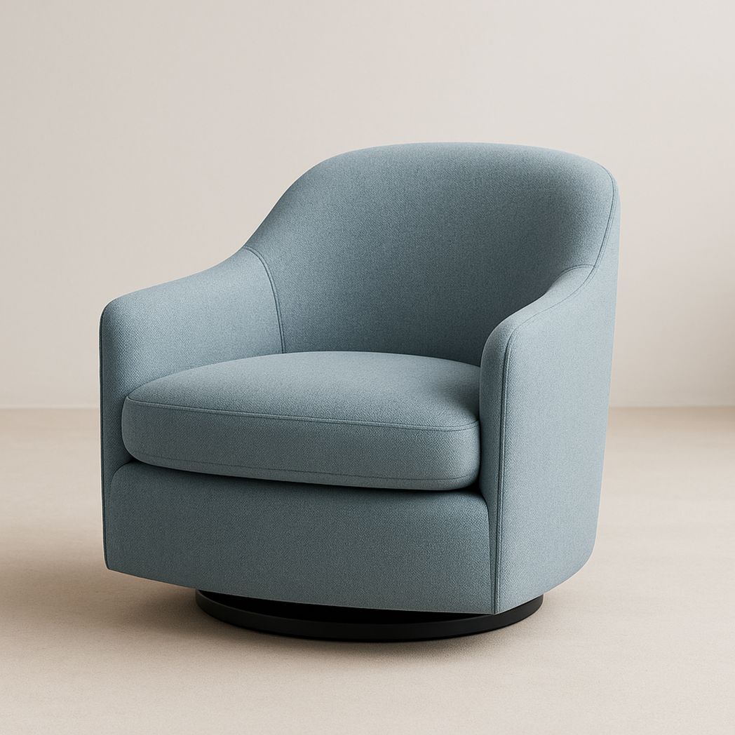 Fauteuil pivotant tissu polyester bleu avec base rotative-Vasolia