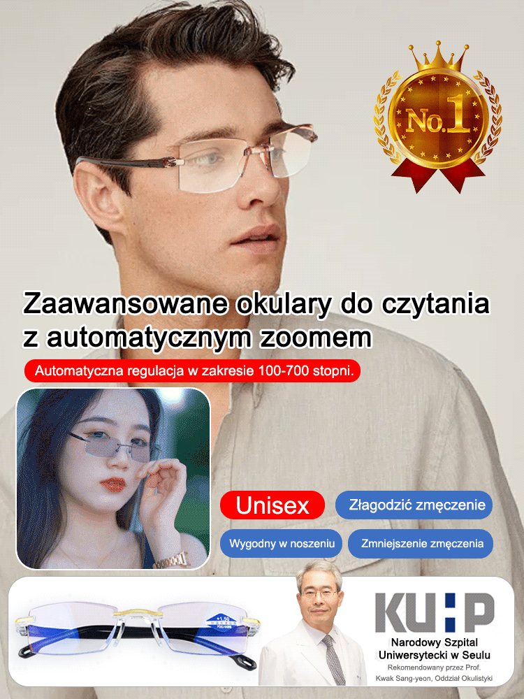 Zaawansowane okulary do czytania z automatycznym zoomem