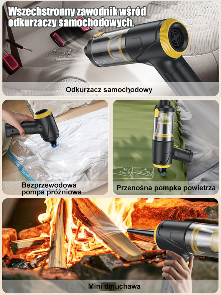 Wysokiej mocy bezprzewodowy odkurzacz samochodowy do użytku domowego i samochodowego.