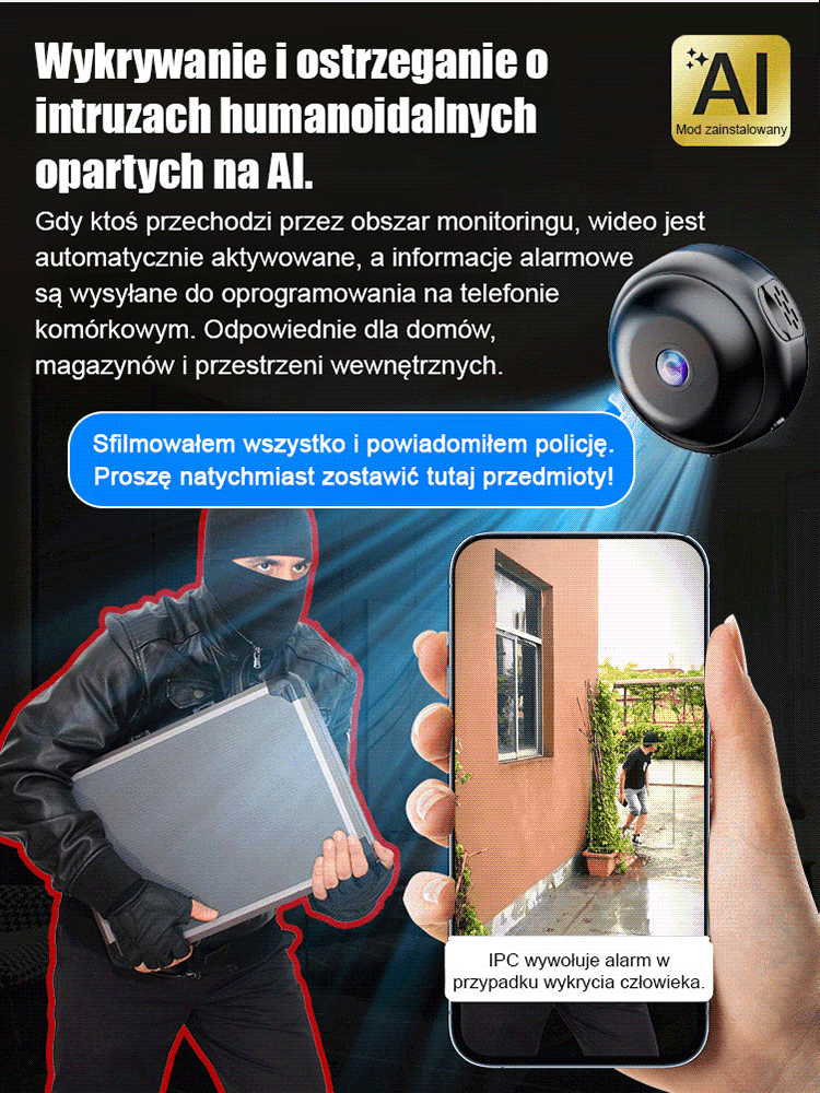 Inteligentna bezprzewodowa kamera do zdalnego nadzoru