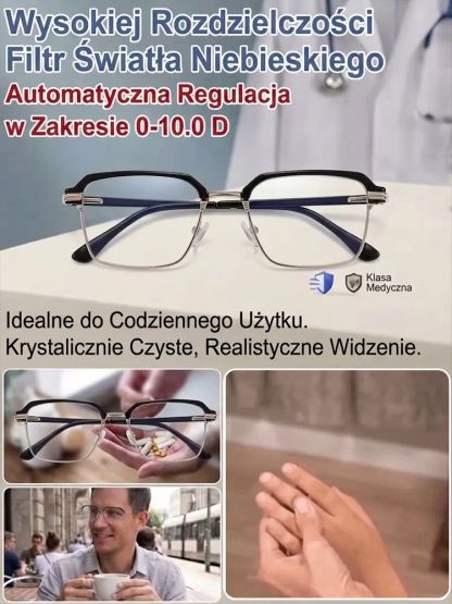 Inteligentne okulary do czytania z fotochromem i filtrem światła niebieskiego