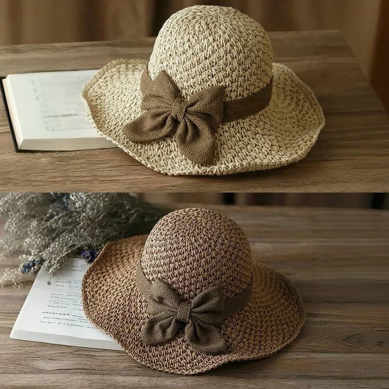🔥Hot Sale 49% OFF✨Straw Hat with Retro Bow – Foldable & Breathable for Summer