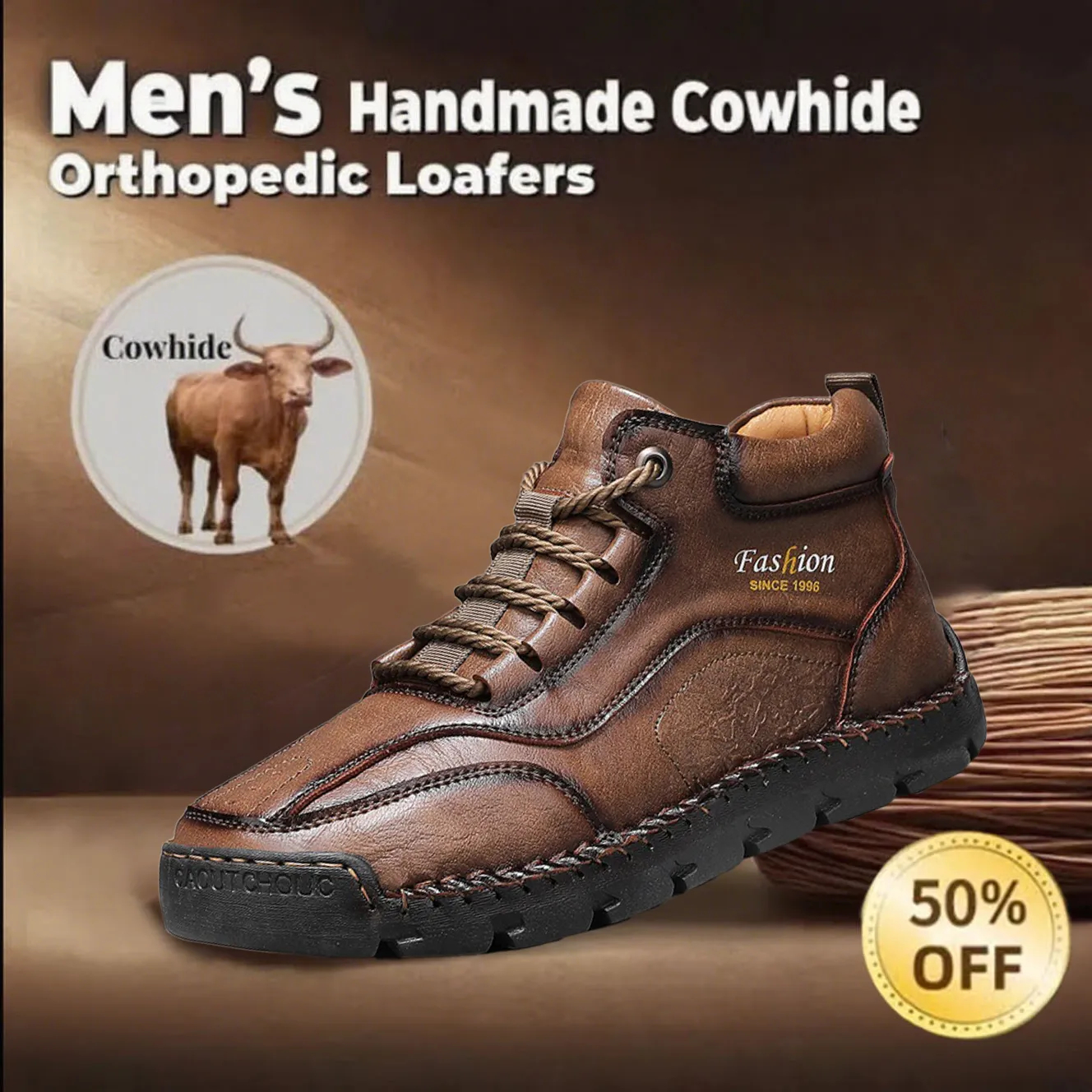 🔥Today 70% off Men's handmade genuine leather soft-soled orthopedic shoes with arch support.
