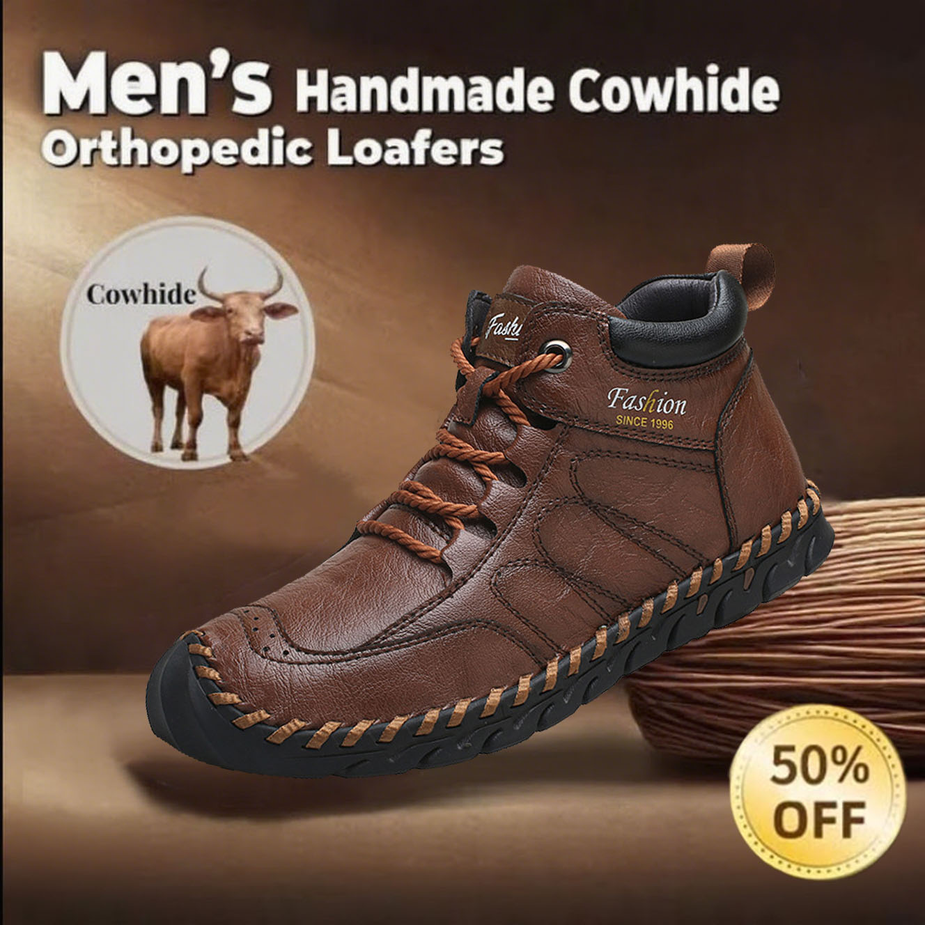🔥Today 60% OFF🔥Casual leather arch support non-slip wear-resistant high-top loafers