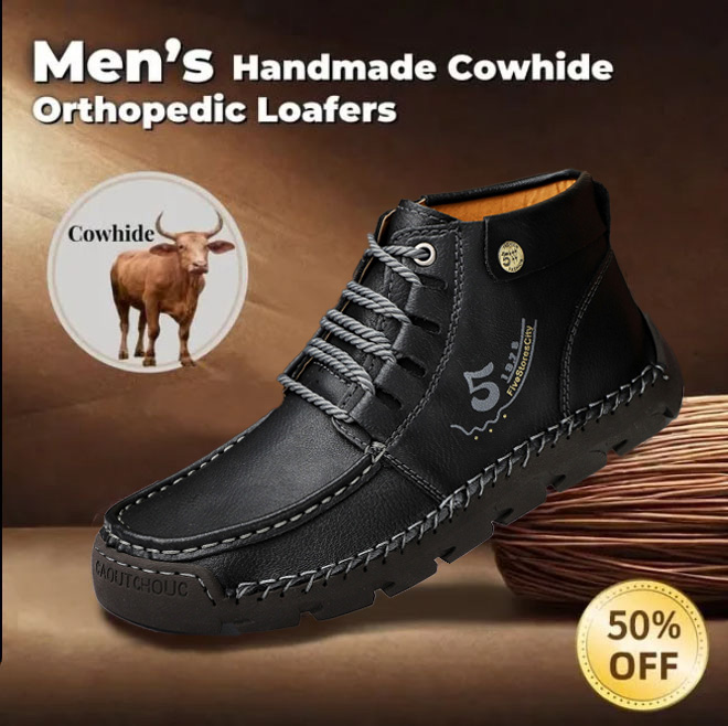 🔥Hot Selling🔥 Men's New High-Top Lace-Up Genuine Leather Soft-Soled Orthopedic Shoes