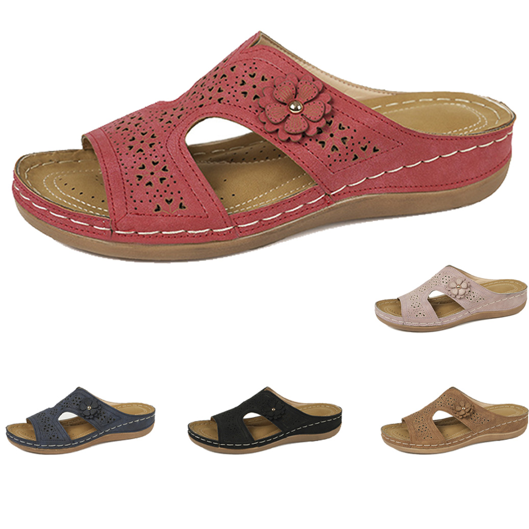 Women's openwork floral orthopedic sandals