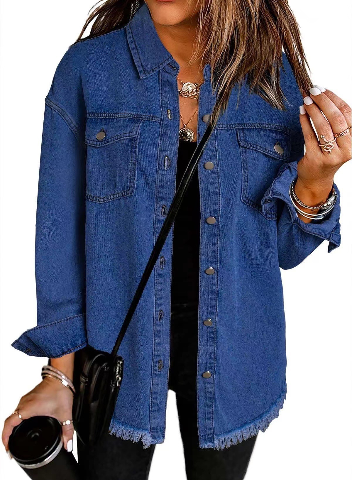 Casual Button Down Washed Jean Layering Jacket