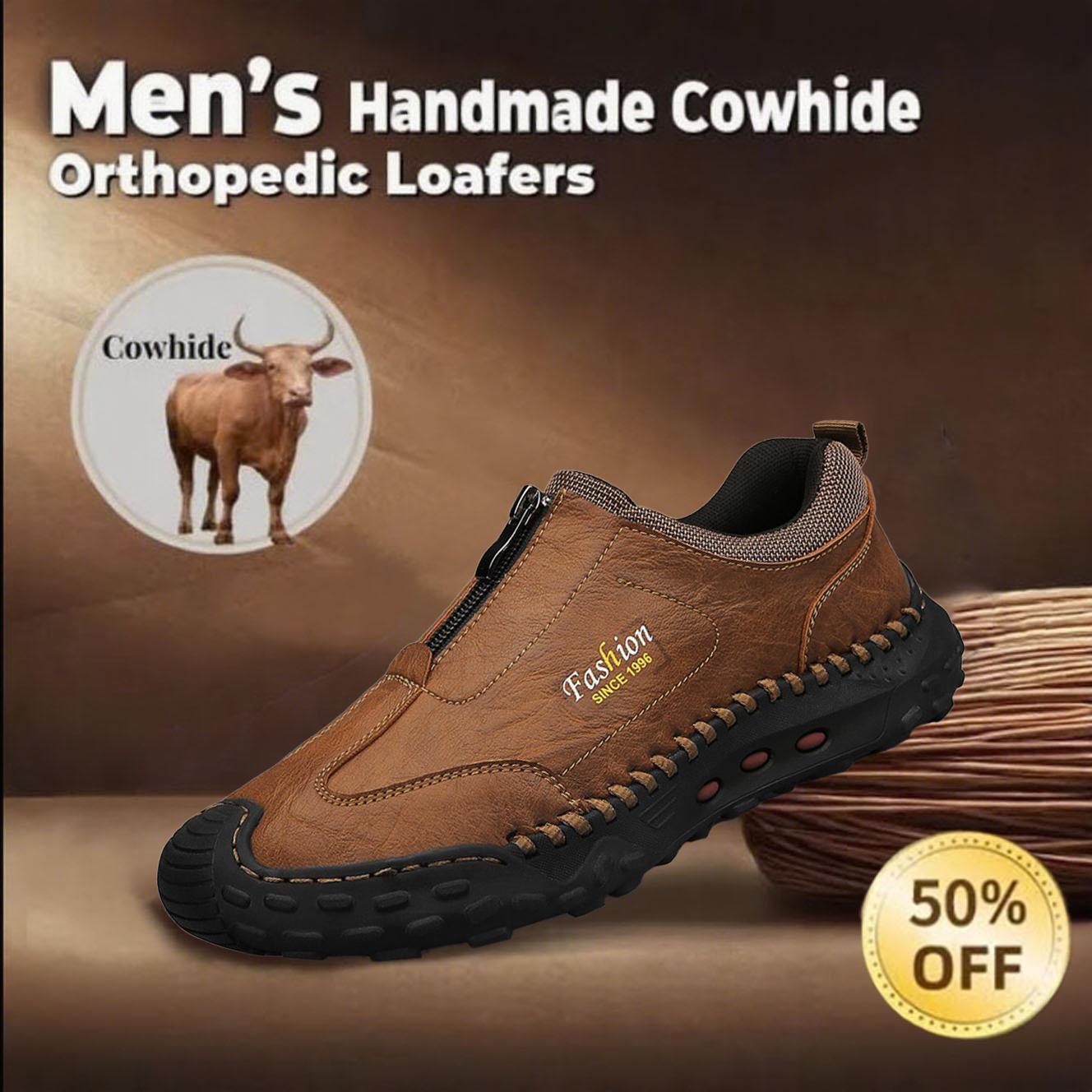 ⏰Limited Time Sale 70% OFF-Men's genuine leather slip-on non-slip loafers to relieve foot pain