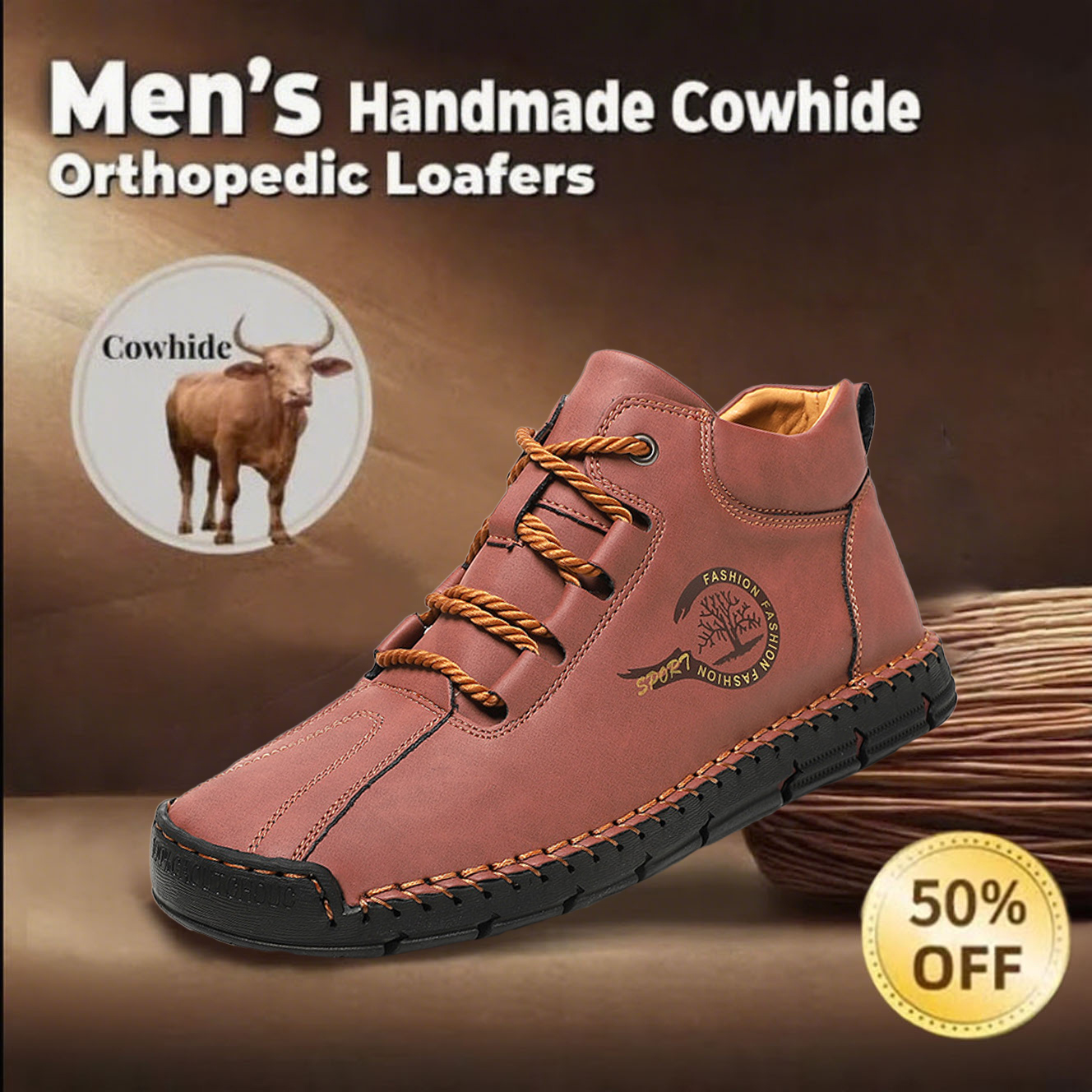 🔥Last day 60% off 🔥Men's handmade stylish orthopedic shoes to improve walking posture and relieve foot pain