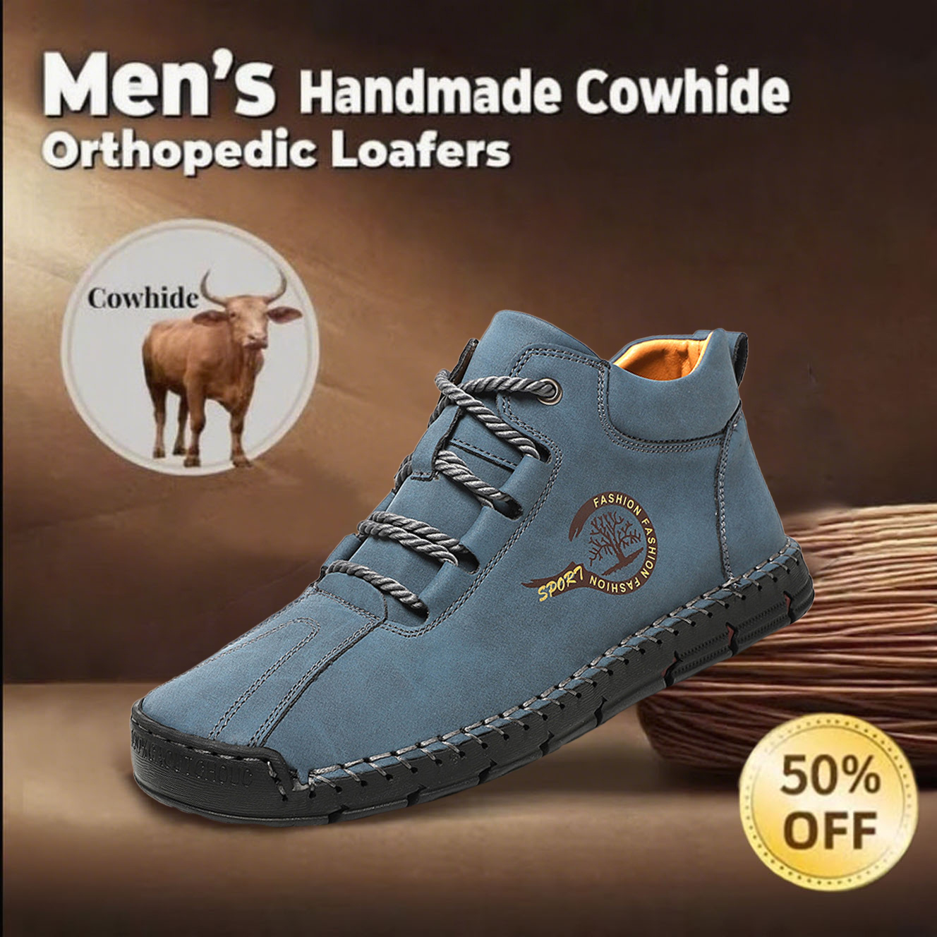 🔥Last day 60% off 🔥Men's handmade stylish orthopedic shoes to improve walking posture and relieve foot pain