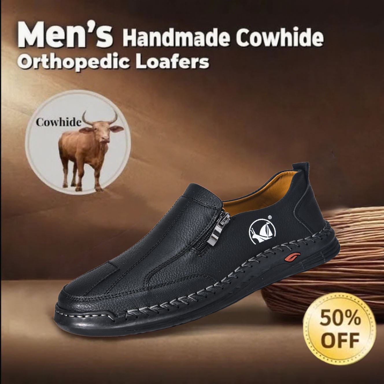 ⏰ 60% off -Men's new genuine leather handmade orthopedic shoes