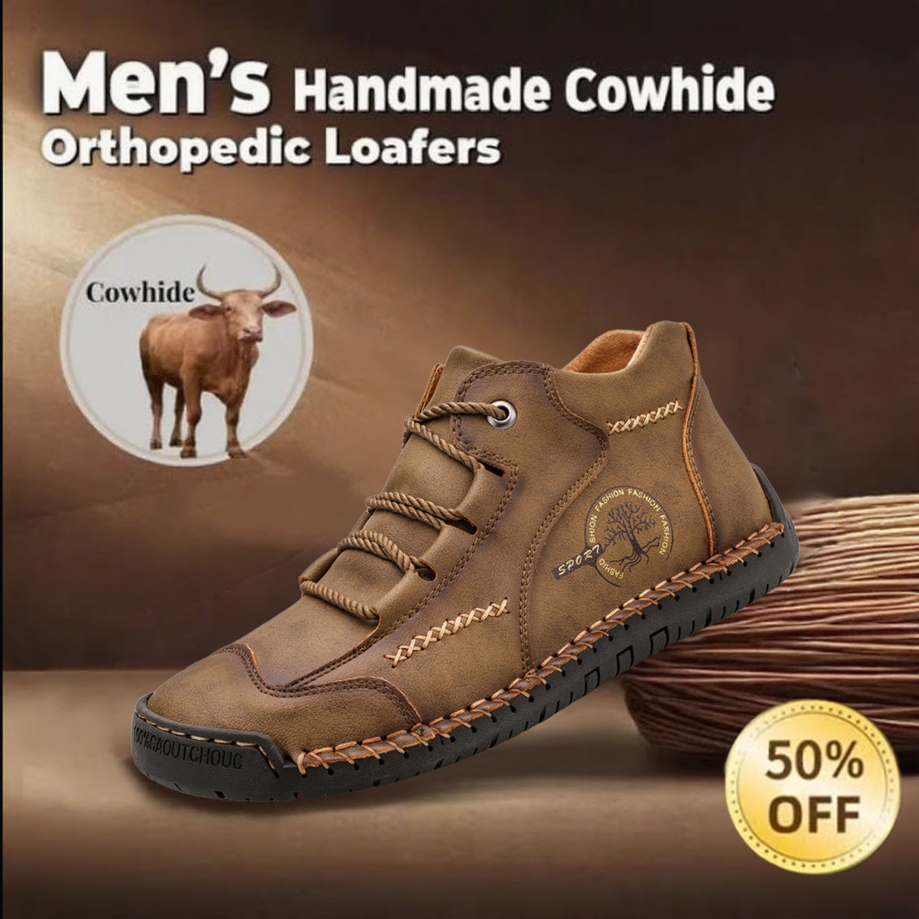 🔥Last day 70% off 🔥Men's genuine leather handmade anti-collision orthopedic loafers with corrective function