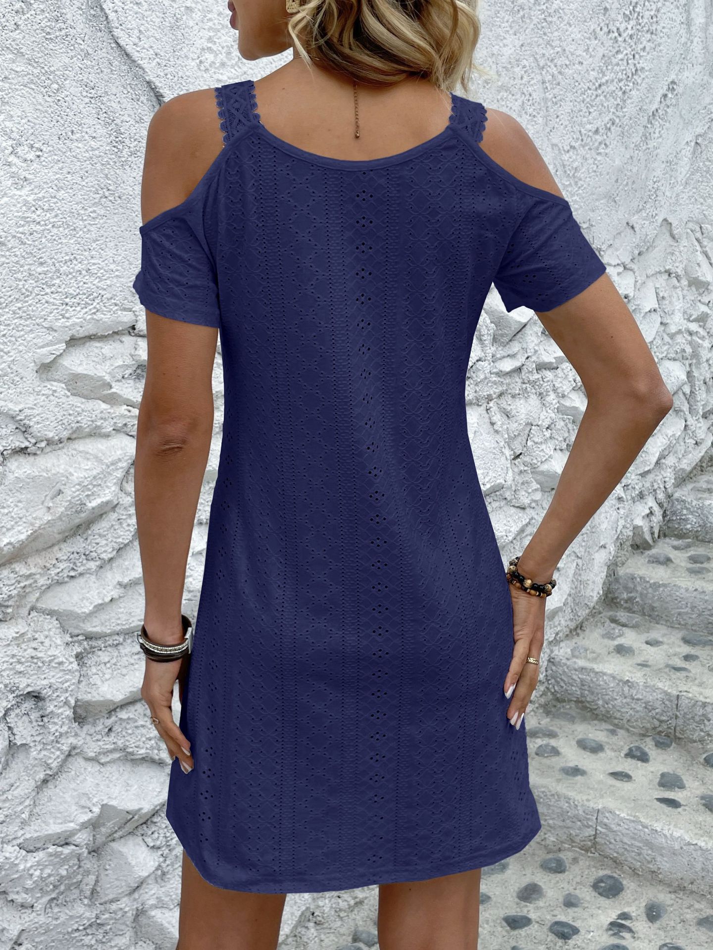 Lace Patchwork Solid Casual Mini Dress