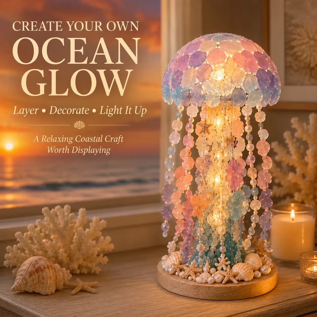 ⏳ Last Day 50% OFF – 🌊 Beginner-Friendly DIY Glowing Sea Glass-Style Ocean Art Kit Collection | Complete Kit with Sea Glass-Style Pieces, LED Lights & Step-by-Step Guide Included 💕
