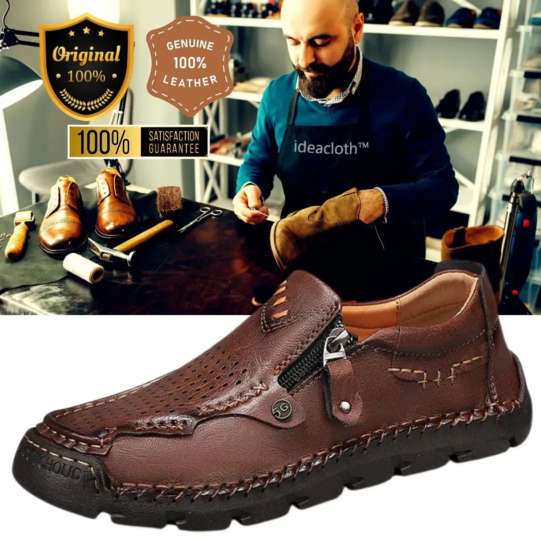 ⏰Promotion - 70% OFF🔥 Men Casual Leather Loafer Summer Flat Soft Light Shoes