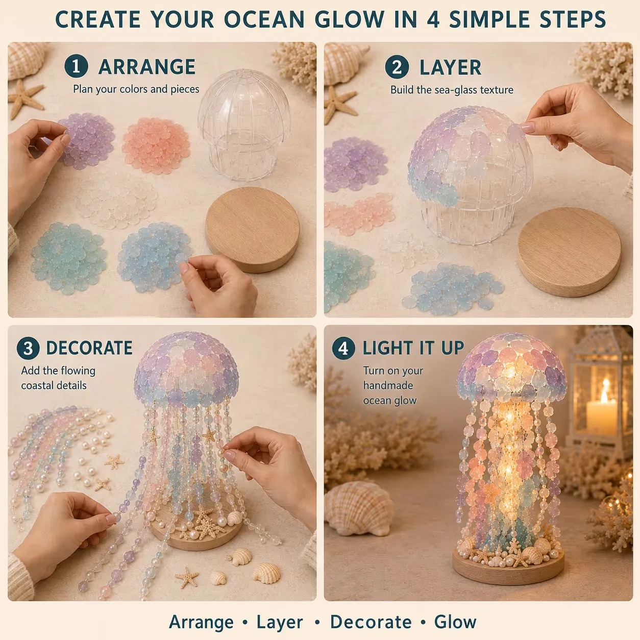 ⏳ Last Day 50% OFF – 🌊 Beginner-Friendly DIY Glowing Sea Glass-Style Ocean Art Kit Collection | Complete Kit with Sea Glass-Style Pieces, LED Lights & Step-by-Step Guide Included 💕
