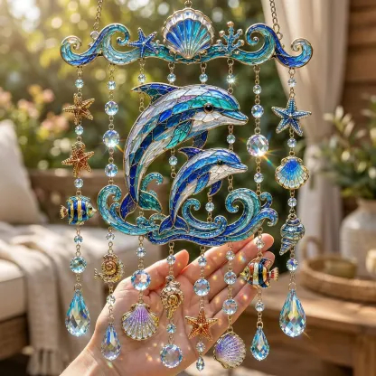 🐋 Ocean-Themed Crystal Wind Chime – Bring the Ocean Glow to Your Garden