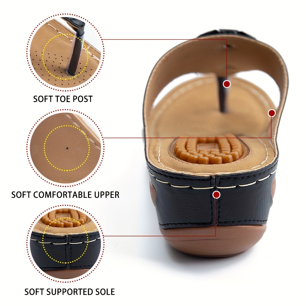 💝Last Day 60% OFF⭐Women's Massage Floral Decoration Non-slip Wedge Sandals, Comfortable Arch Support Sandals