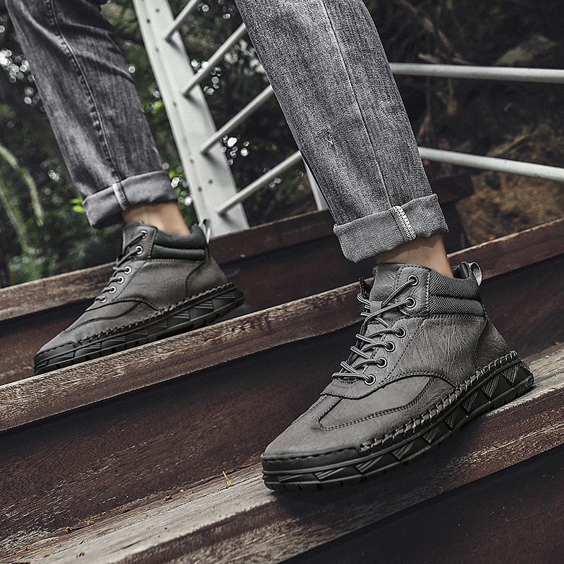⏰Limited Time Sale 70% OFF - Men's Handmade Leather Boots - Wide Toe Arch Support Aankle Support