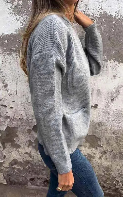 CLEARANCE SALE🔥 Round Neck Zipper Knitted Jacket