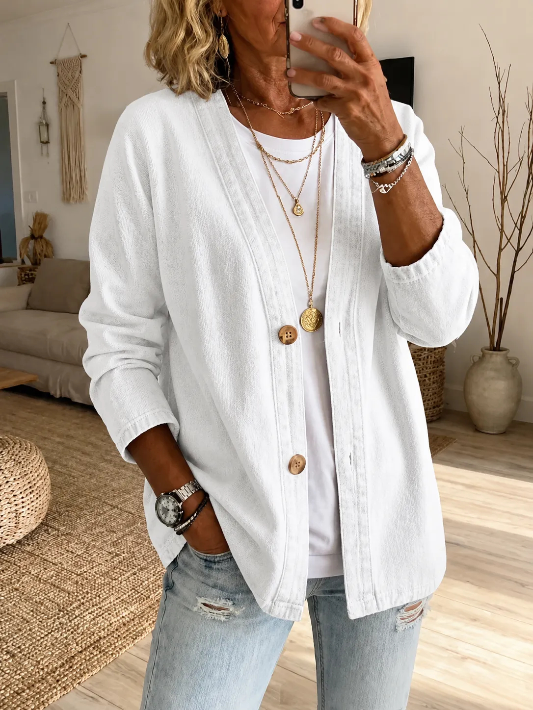 50% OFF NOW! Women's Fashion Denim Shacket – Button Front, Airy Material & Oversized Fit