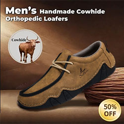 ⏰Limited Time Sale 60% OFF-Men's handmade genuine leather slip-on loafers with orthotic and foot support