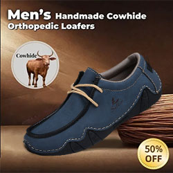 ⏰Limited Time Sale 60% OFF-Men's handmade genuine leather slip-on loafers with orthotic and foot support