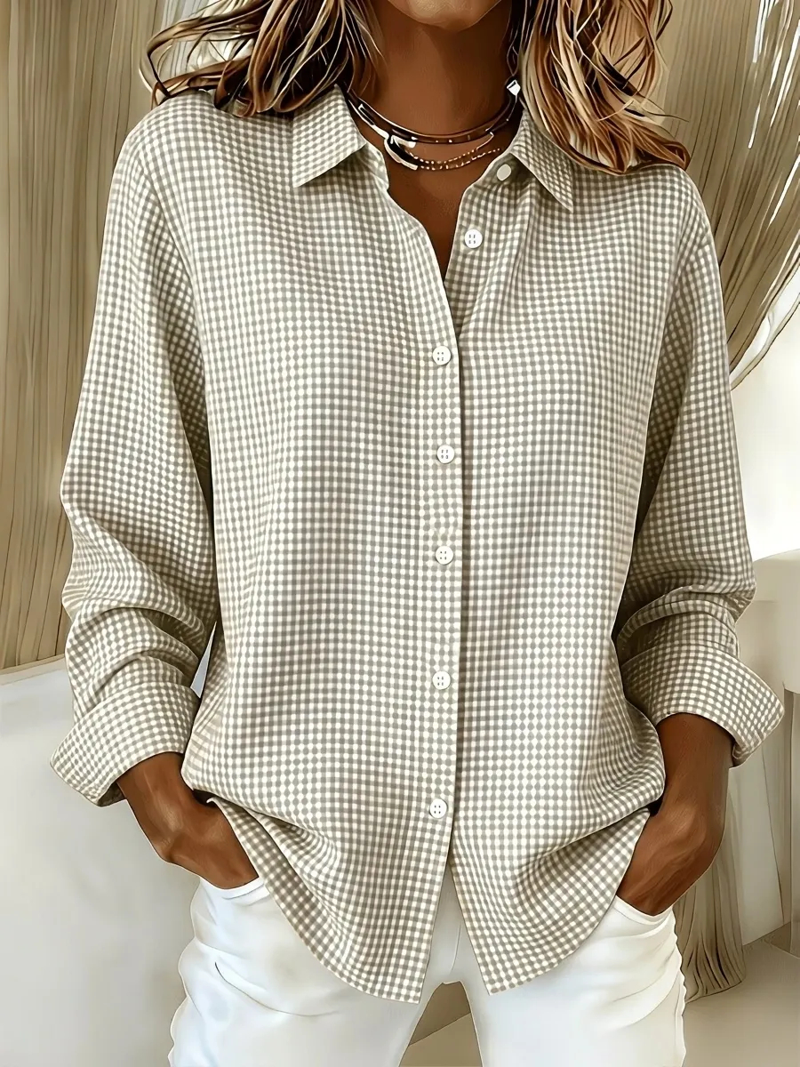 CLEARANCE SALE🔥 Women's Casual Gingham Long Sleeve Button Down Shirt
