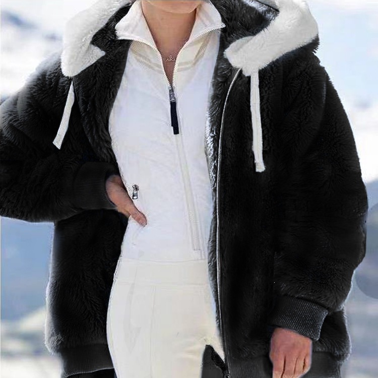 Oversized Women’s Zip-Up Hooded Jacket with Fleece Lining – Soft & Warm for Winter
