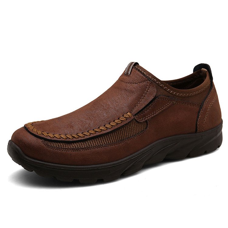 Men Handmade Side Breathable Casual Comfortable Leather Shoes