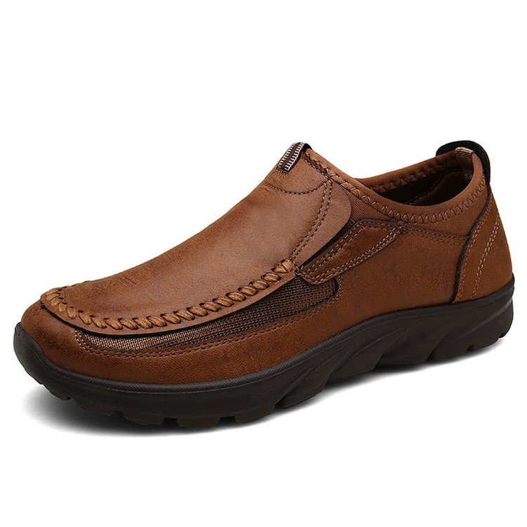 Men Handmade Side Breathable Casual Comfortable Leather Shoes