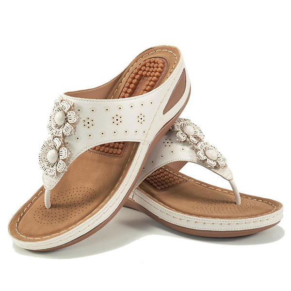💝Last Day 60% OFF⭐Women's Massage Floral Decoration Non-slip Wedge Sandals, Comfortable Arch Support Sandals