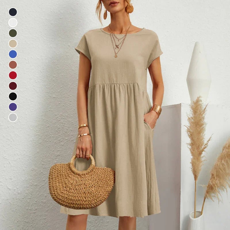 🔥Women's Cotton Round Neck Dress(Buy 2 get 15% off )
