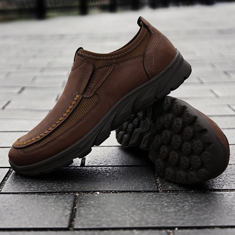 Men Handmade Side Breathable Casual Comfortable Leather Shoes