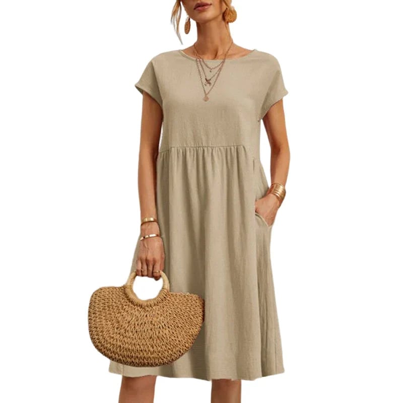 🔥Women's Cotton Round Neck Dress(Buy 2 get 15% off )