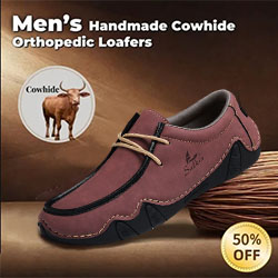 ⏰Limited Time Sale 60% OFF-Men's handmade genuine leather slip-on loafers with orthotic and foot support